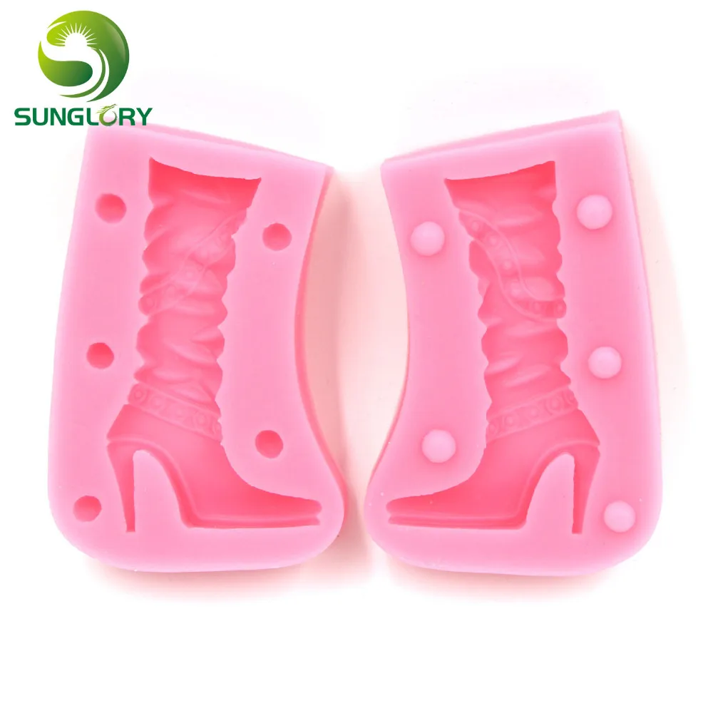 2PCS High-heeled Boots Baking 3D Silicone Cake Mold Fondant Cake Decorating Tools DIY Gum Paste Lady's Shoe Moldes De Silicona