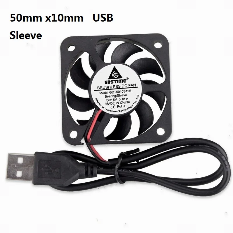 

Gdstime 10 pcs 5cm 5V USB Powered 50x50x10mm 5010 DC Brushless Cooling Fan For Laptop CPU Cooler 50mm x 10mm