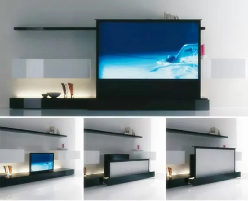 100 ~ 120 INCH 16:9, Tragbare Elektrische Motorisierte Boden-Rising Projektion Projektor Bildschirm, outdoor/indoor/business/Hometheater – Detail 14
