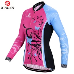 X-Tiger Women Winter Pro Cycling Jersey Fleece Thermal Cycling Bike Wear Keep Warm Cycling MTB Bicycle Clothing Ropa De Ciclismo