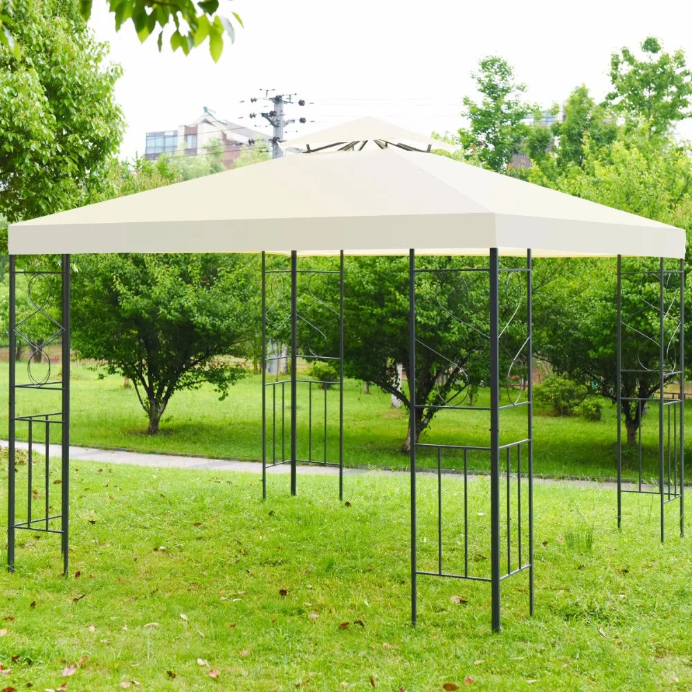 Giantex 2 Tier 10'x10' Patio Gazebo Canopy Tent Steel Frame Shelter Awning Outdoor Furniture