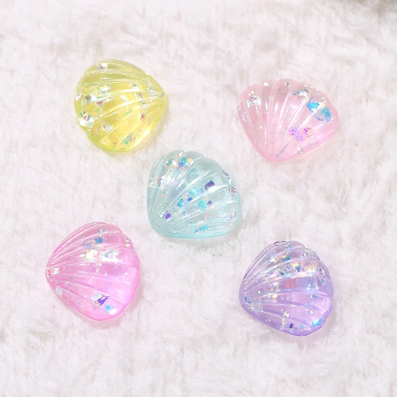 15Pcs/Lot 17*20mm  Resin Shell CharmsFlatback Accessories for Jewelry DIY Making