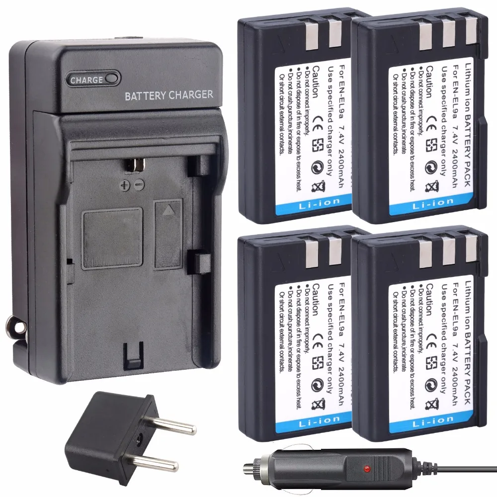 

4Pcs Probty EN-EL9 EN EL9 ENEL9a Battery + Charger kit for Nikon D700 D300 D100 D3000 D5000 D5100 D80 D60 D70s D70 D50 D40X D40