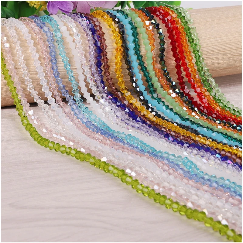 3/4/6mm Czech Bicone Crystal Glass Beads for Jewelry Making Diy Supplies Mix Color Spacer Beads Wholesale