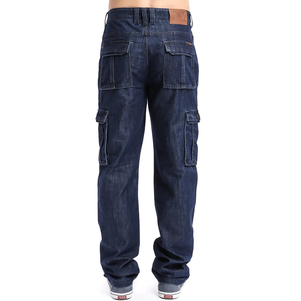 Jean Cargo en Denim pour Homme, Pantalon Classique Délavé, à Poches Multiples, Grande Taille 38, 40, 42, V7A1J012