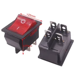 1 Pcs Red Button Rocker Switch 4 Plugs 30x25x27mm 15A/16A 250v/ 20A 125V AC Electrical Equipment Switches