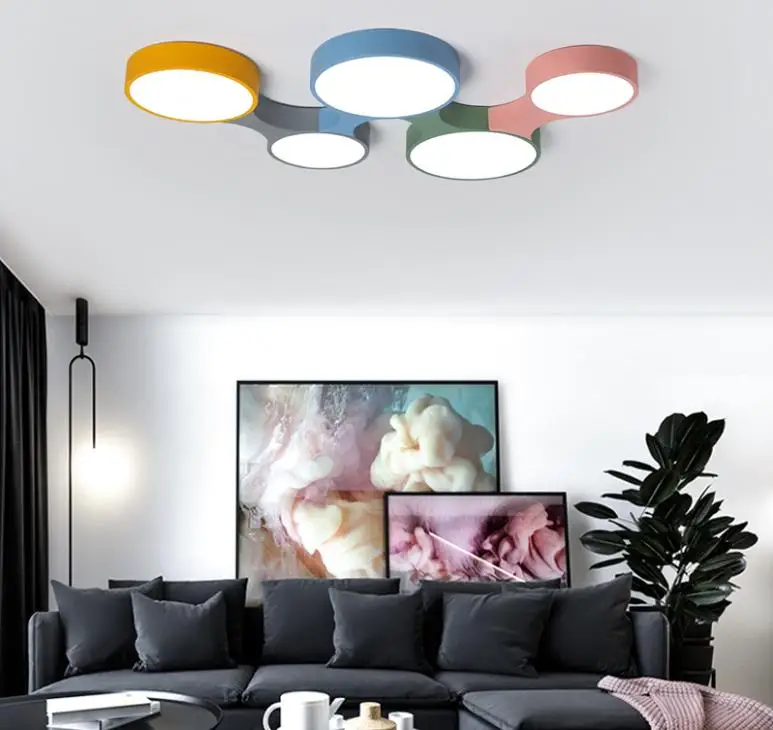 Modern Led Ceiling Light Dimmable Remote Control Lustre Ultra thin 5cm Colorful Ceiling Lights Fixtures For Kids Room Bedroom