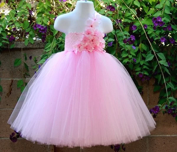 Little Girls Yellow Flowers Tutu Dress Kids Handmade Fluffy Tulle Tutus Ball Gown with Headband Children Party Costume Dresses