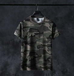 Men's Cotton Large Round-collar Men's and Women's Camouflage Short Sleeve T-shirts Thin Loosely Printed T-shirts