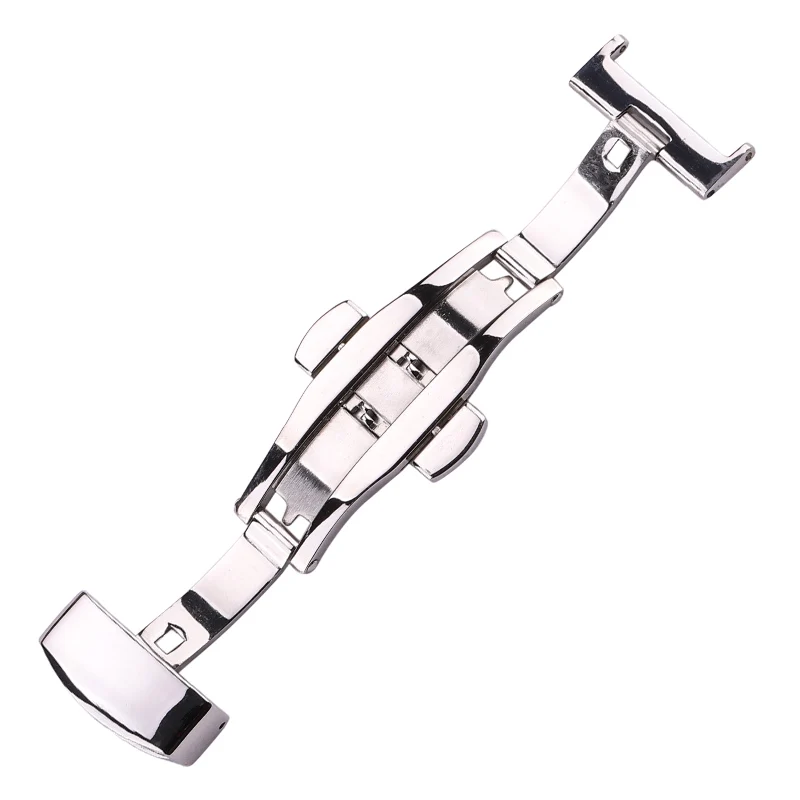 316L Stainless Steel 16 18 20 22 24mm Watch Buckle Watchbands Double Push Deployment Butterfly Clasp Strap Accessories