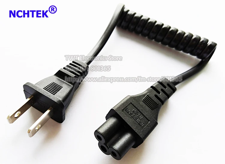 

NCHTEK NEMA 1-15P Male to IEC 320 C5 Female AC Cord Short Laptop Portable Power Spring Retractable Cable / 10PCS