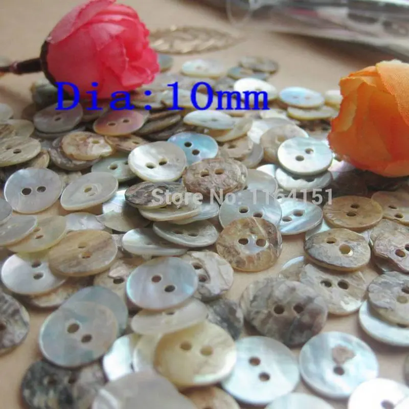 100 unids/lote 10mm botón de concha de nácar blanco natural de moda con 2 agujeros botón de camisa costura Scrapbooking