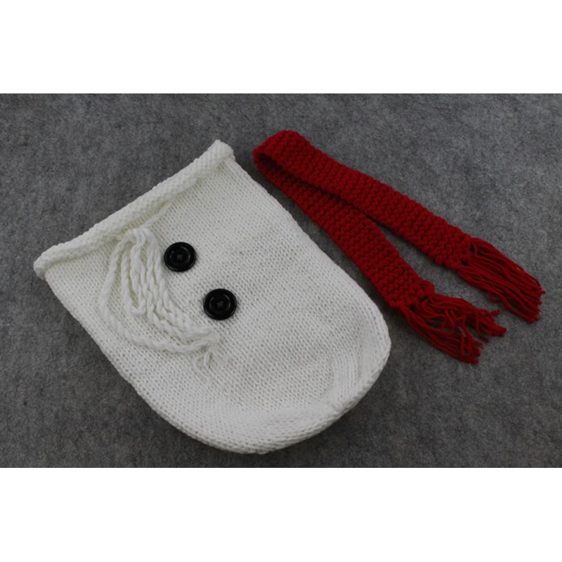 Newborn Photography Props Wraps Christmas snowman Bebe Crochet Knitted Sleeping Bag With Scarf/Hat Pictures Costumes