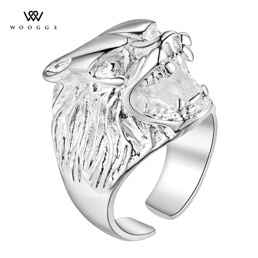 2020 mode Argent Schmuck Einstellbare Viking Wolf Ring Anillo Lobo Tiger Ring Edelstahl Ringe Für Frauen Männer