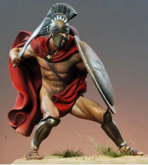 Unpainted Kit  1/24 75mm Spartan Hoplite King 75mm  soldier   figure Historical  Resin kit miniature model