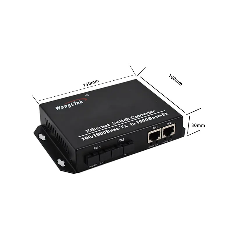 Gigabit Optic Fiber Transceiver, Single Mode, Dual Fiber Media Converter, 10/100/1000mbps, 2 Fiber + 2rj45