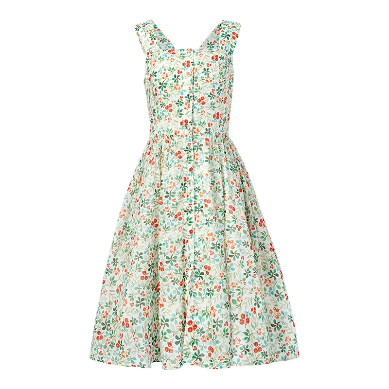 Imagem -05 - Artka 2023 Verão Novidades Feminino a Linha Floral Impressão de Cintura Alta Retro Cinta Backless Vestido Balanço Grande La11987x