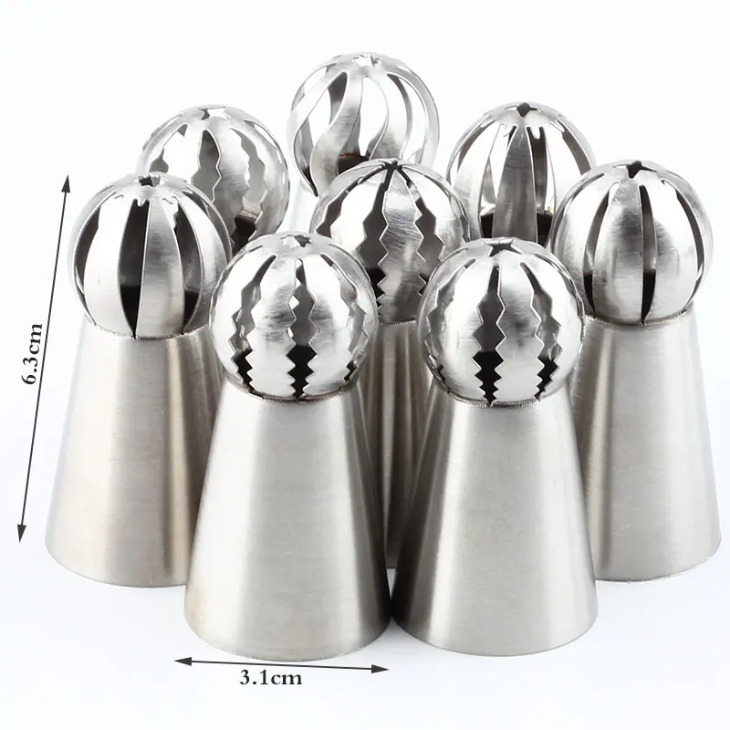 63Pcs Icing Piping Nozzles Russian Ball Icing Piping Sphere Party Tips Stainless Steel Pastry Cake Pastry Decorating Tool Set