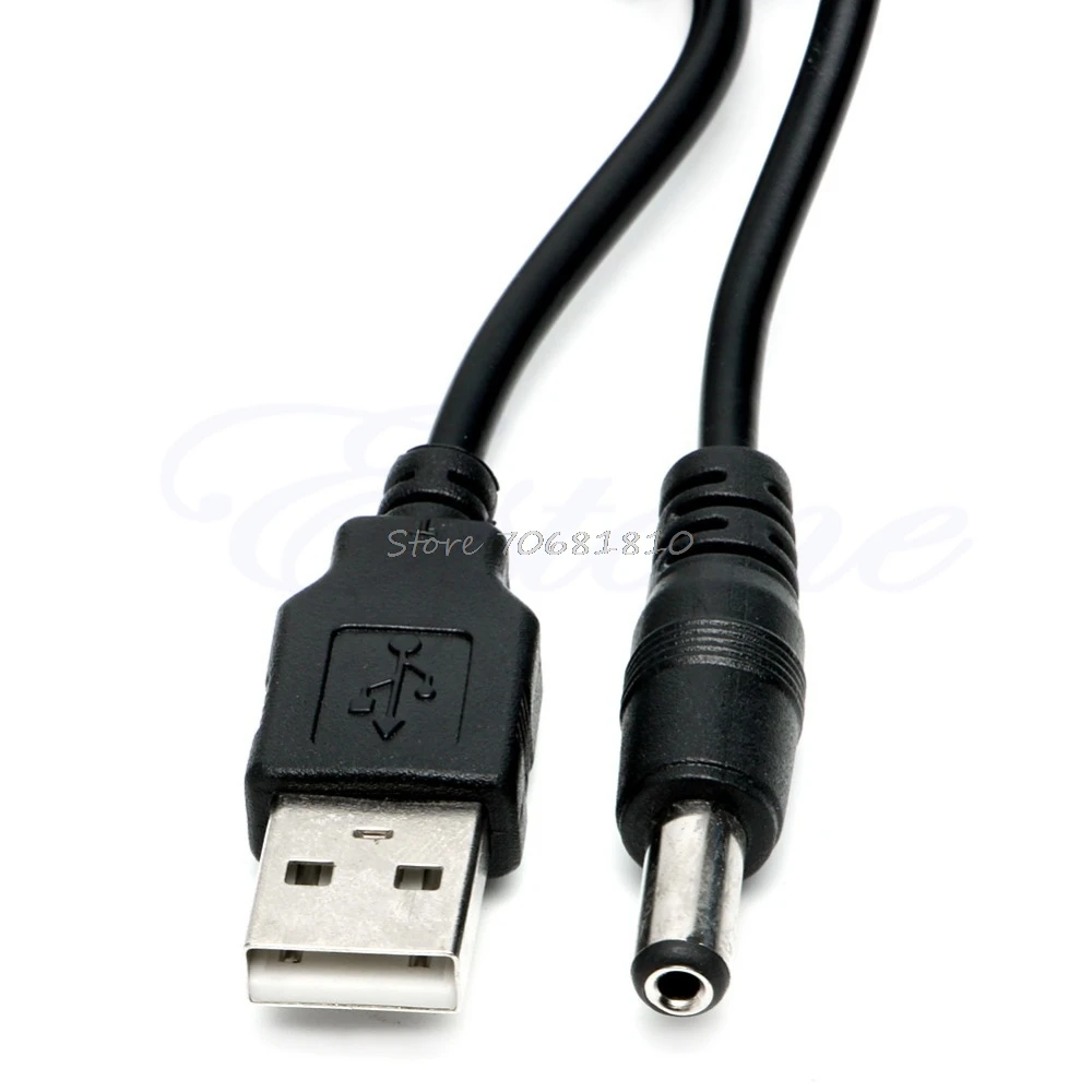 USB A macho A conector de 5,5x2,1mm/0,21x0,08 pulgadas, Cable de alimentación de cargador de CC de 5 voltios