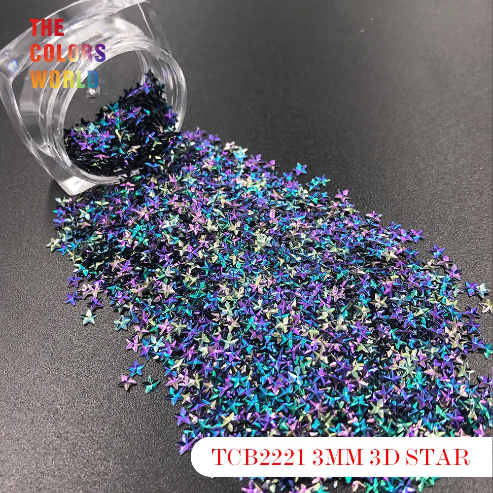 TCT-176 Star Shape 3D Effect Colorful Glitter 3MM For Nail Glitter Nail art Nail Gel Decoration Makeup Facepaint DIY Decoration