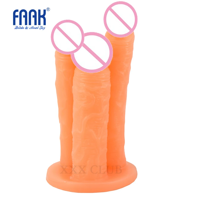 FAAK 3 Penis Triple Dildo for Female&Lesbian Sex Party Masturbation,3-end Cock Sex Products,No Smell Sex Toys for Women