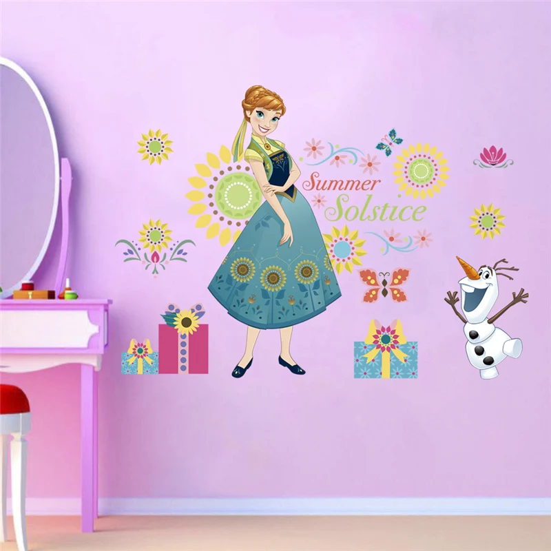 Kids Height DIY sticker Frozen Princess Scroll Puzzle Children\'s room decoration stickers cartoon pegatinas autocollant enfant