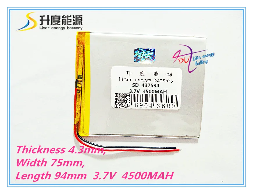 Lithium polymer pin 437594 pin Gốc Và Chất Lượng Hàng Đầu Pin Cho SD 437594 3.7 V 4500 mAh pin máy tính bảng