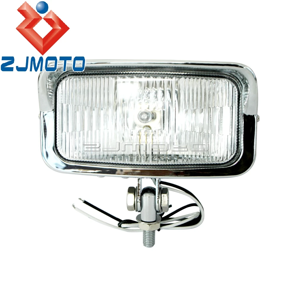 Chrome Vintage Motorcycle Rectangle Headlight Retro Front Lamp For Harley Honda Yamaha Scrambler Cruiser VT VTX XS CB GN