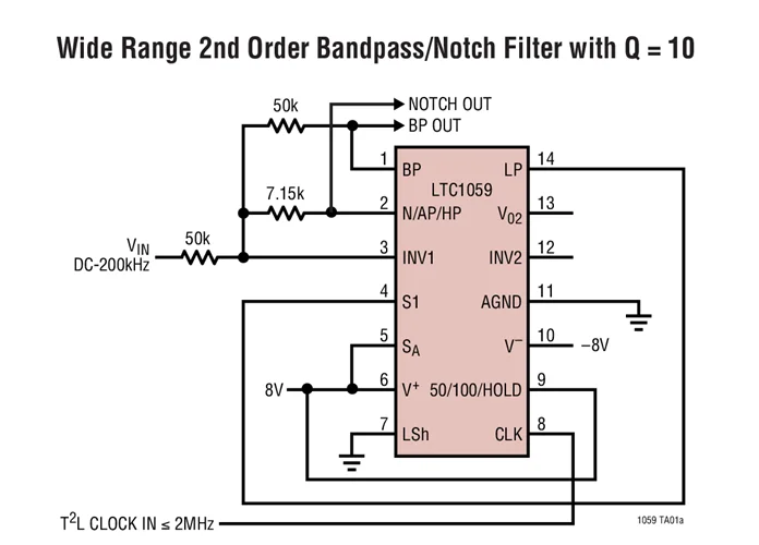 LTC1059CS LTC1059 - High Performance Switched Capacitor Universal Filter