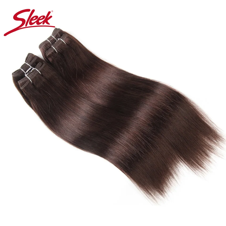 Sleek natal-extensiones de cabello humano Remy brasileño, pelo Yaki recto rojo 99J marrón 4 #, paquetes de 190 gramos por paquete, 100%