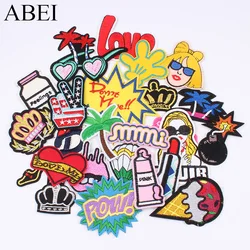 10pcs/lot Iron On Fashion Women Clothes Stickers Embroidery Cartoon Patches Sew On Fabric Appliques for Garments Jeans Coat