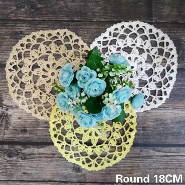 Modern Cotton Lace Cup Coffee Tablecloth Mats Pad Handmade Crochet Flowers Wedding Doily For Home Decorative Table Pad