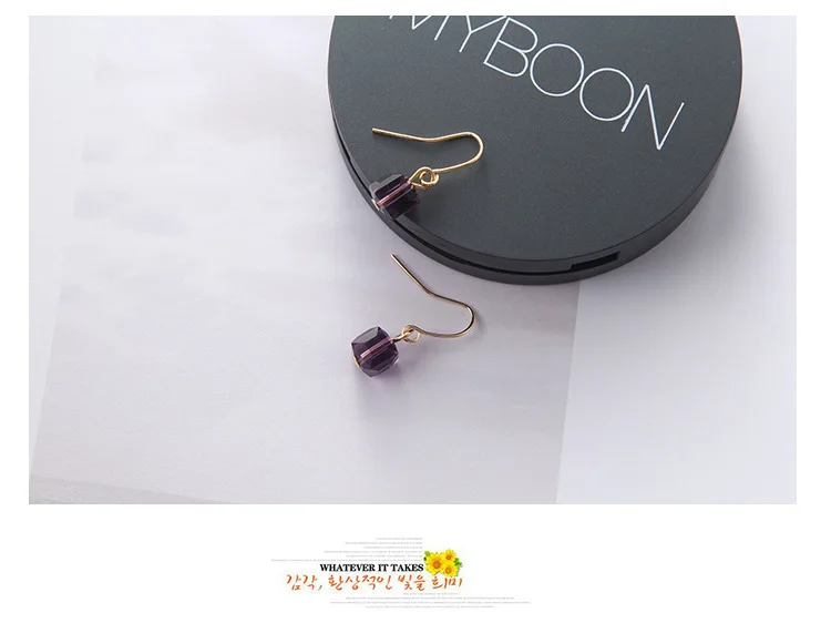 European And  Jewelry Retro Square Glass Beads Mini Small Square Sugar Earrings Women Gifts Statement Earrings