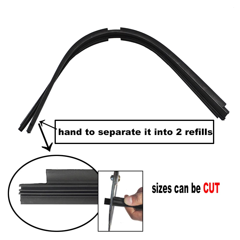 2Pcs/lot AAA-Grade Car Auto Vehicle Soft Rubber Refill For Pinch Tab Bayonet Side Pin Narrow Push Button Wiper Blades 8mm 26\