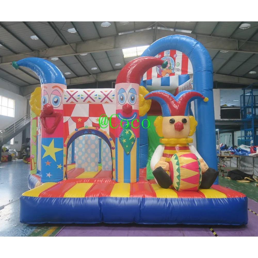 commercial clown bounce house inflatable air jumping bouncy castle with slide jumper combo