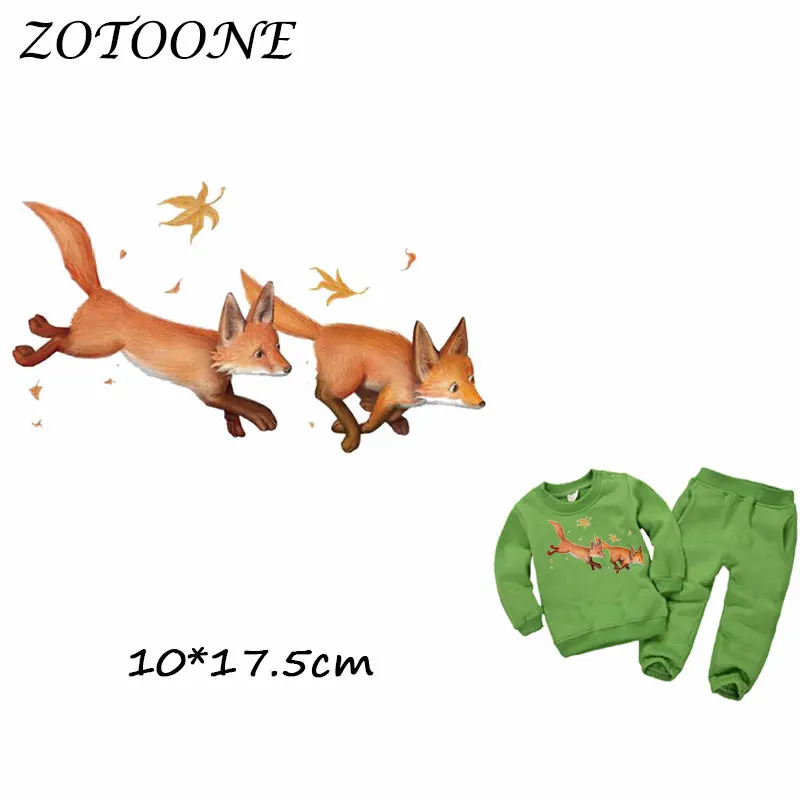 ZOTOONE Cute Warm Fox Patches Iron on Transfer Patches for Clothing Beaded Applique Clothes DIY Animal Accessory Decoration D