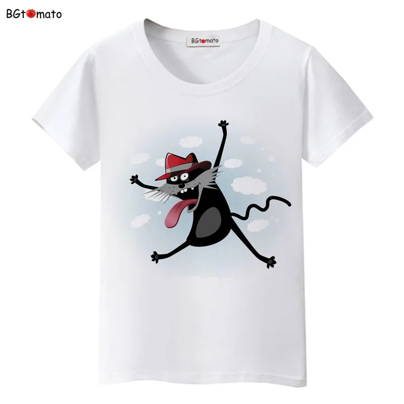 New arrival black cat T-shirt Women good quality summer Casual shirts short sleeve Funny Tops Tees