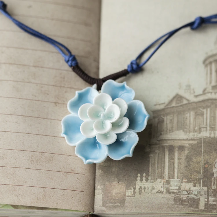 Ceramic flower Women\'s ceramic classic necklaces & Pendants DIY handmade necklace for women Christmas Gift #1149