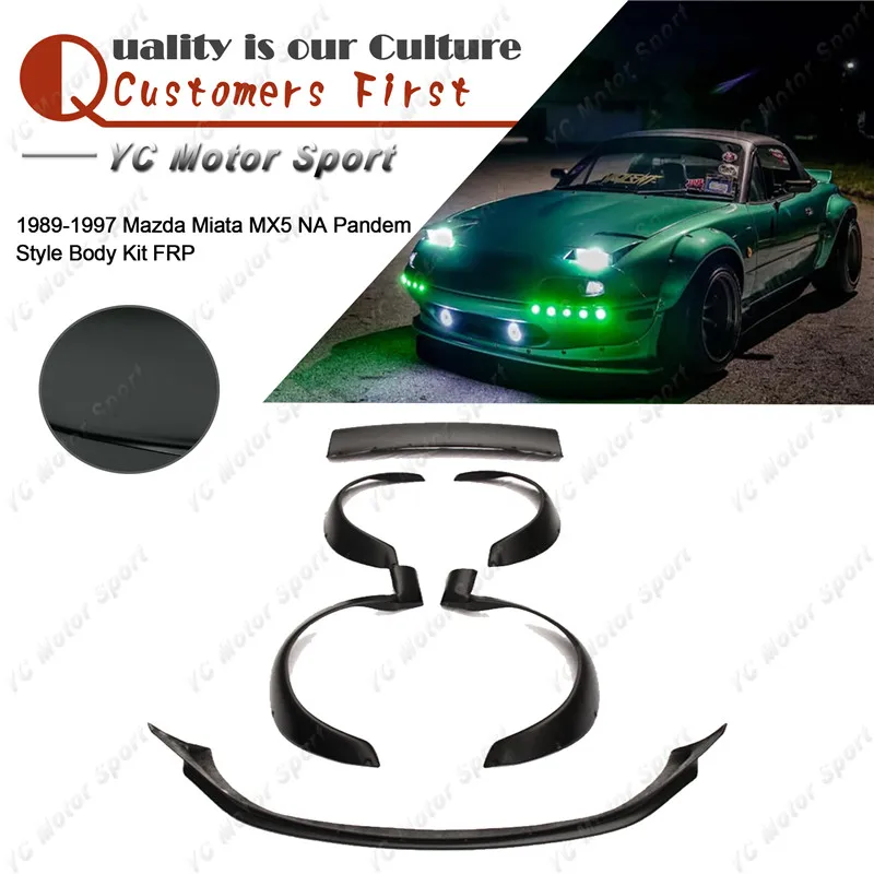 

FRP Fiber Glass Bodykit 6pcs Fit For 1989-1997 Miata MX5 NA PD Style Body Kit Front Lip Fender Flares Rear Spoiler Wing