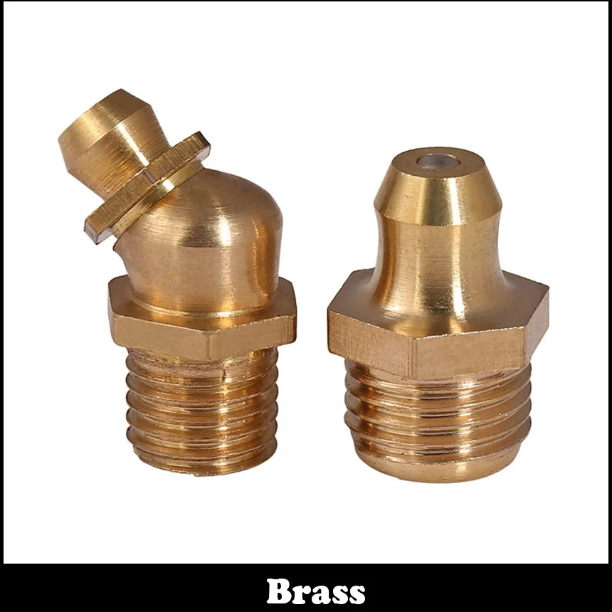 M6 M8 M6*1 M6x1 M8*1 M8x1 M8*1.25 M8x1.25 1mm 1.25mm Male Thread Brass Straight Nozzle Zerk Nipple Hydraulic Grease Fitting