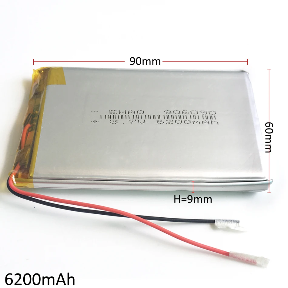 3.7V 6200mAh duża pojemność litowo-polimerowa LiPo akumulator do PAD E-Book GPS PSP Power bank DVD Tablet PC 906090