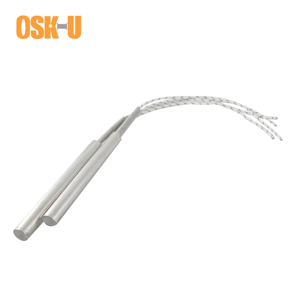 2PCS 12mm Tube Diameter Electric Cartridge Heating Resistance Element 220V Stainless Steel Single Head Tubular Heater Element