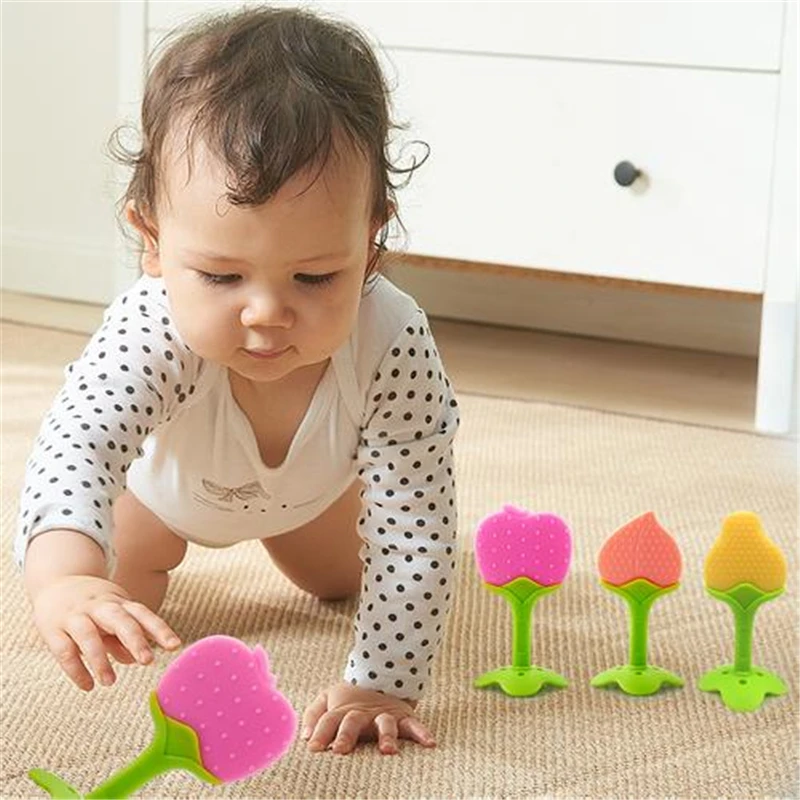 

New Baby Teether Food Grade Silicone Teether Fruit Shape Baby Teething Silicone Teething Toys Infant Chew Tooth Toys