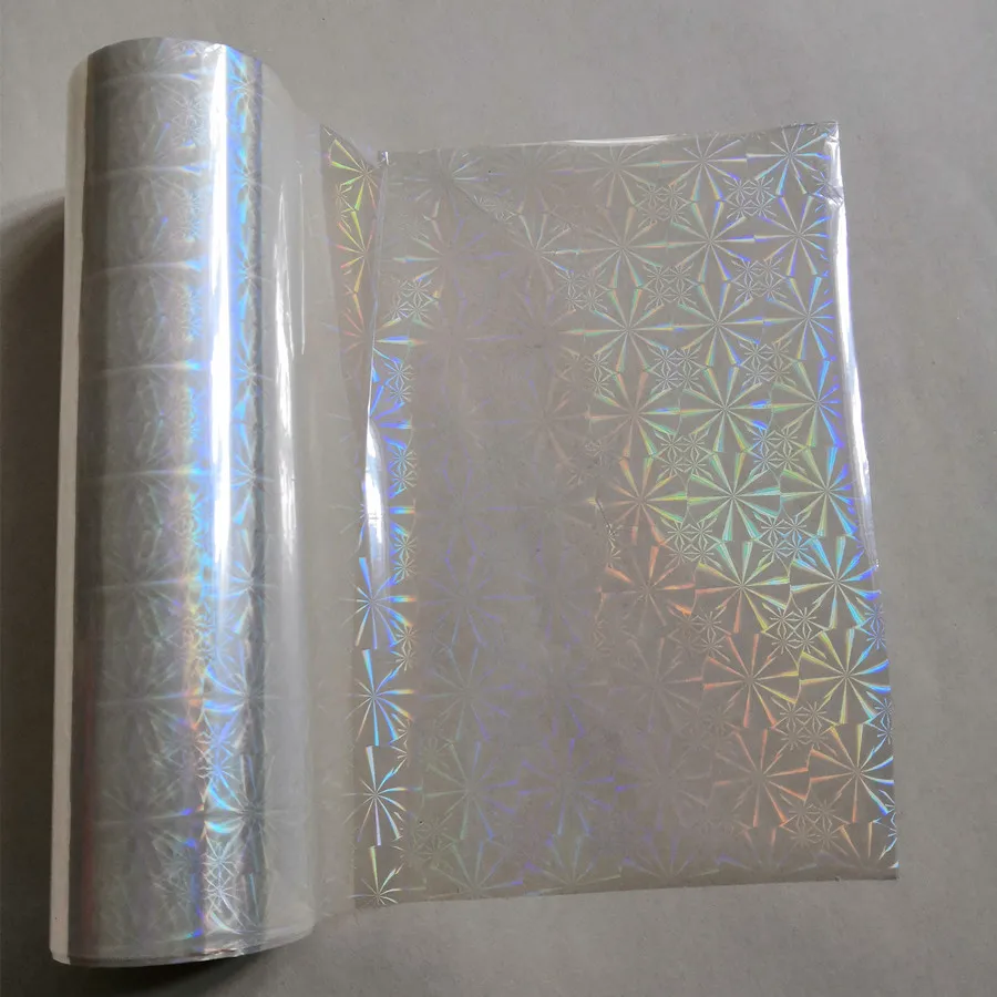 Holographic foil transparent chrysanthemum pattern stamping foil hot press on paper or plastic  transfer film