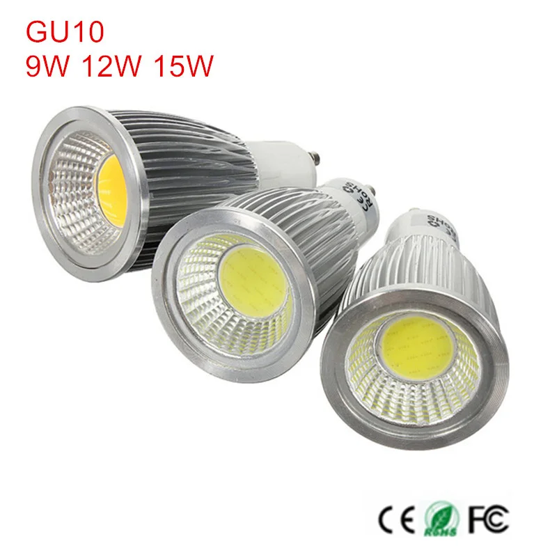 1Pcs Super Bright GU 10 Bulbs Light Dimmable Led Warm/Cold White AC85-265V 9W 12W 15W GU10 COB LED lamp light led Spotlight