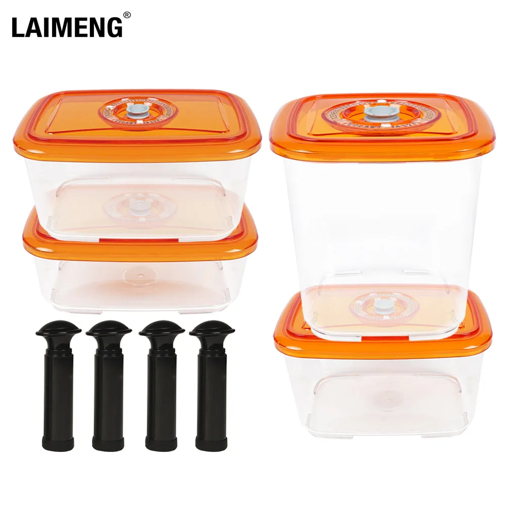 LAIMENG Vacuum Container Plastic Storage Container for Vacuum Food Sealer With Lid Damp Proof Airtight Kitchen Lunch Box S267