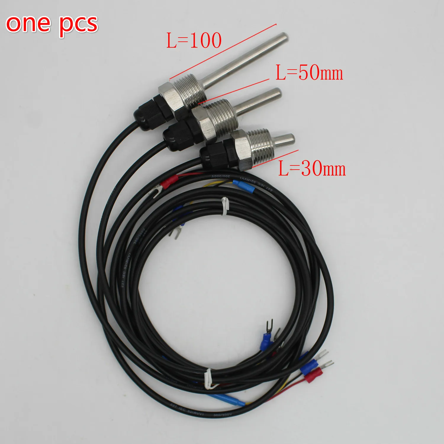 

1x PT1000 304 Housing Platinum Resistance Temperature Sensor G1/2 Thread Probe DIA=7mm 1m 3core Wire Stainless Steel L30-500mm