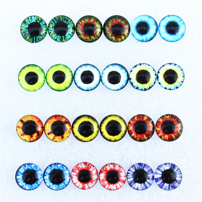 

12mm Random Mixed Dragon Eyes Round Glass Cabochon Flatback Photo Dome Jewelry DIY Accessories Tray by pair 50pcs/lot K06127