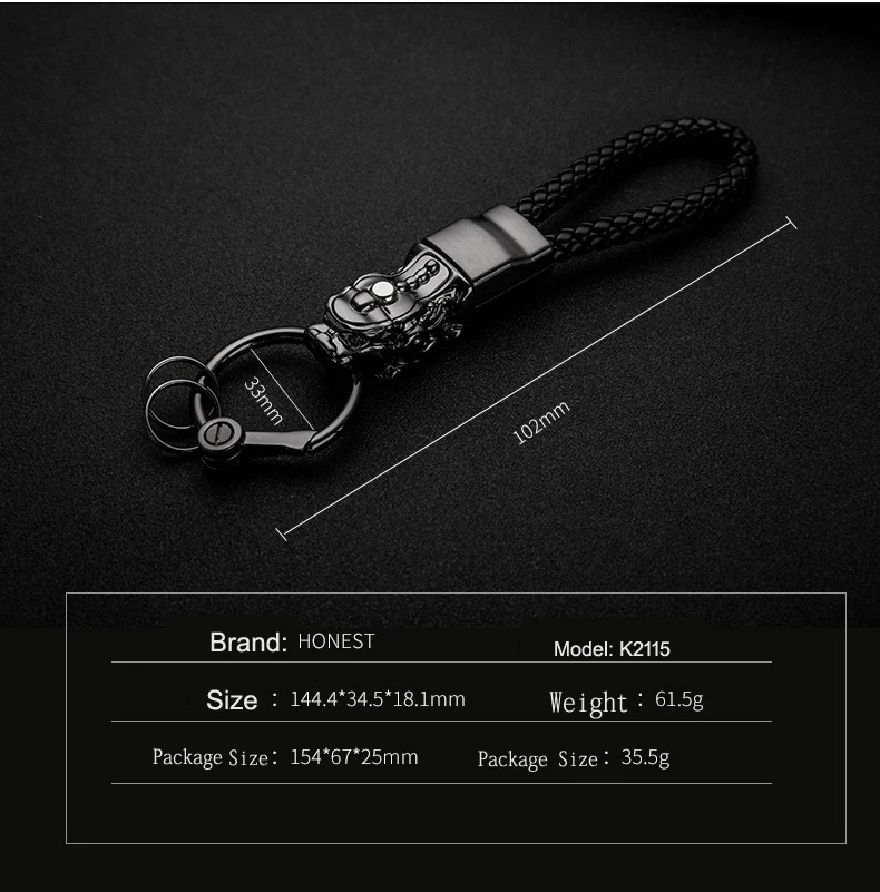 Brand High Grade Brave Troops Men Key Chain Car Key Ring Holder Keychains Jewelry Bag Pendant Genuine Leather Gift LED Function