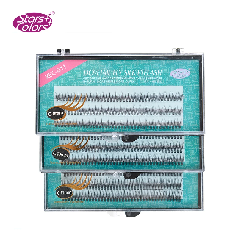 5 boxes/lot Natural False Eyelashes High Quality Makeup Eye Lashes Encryption Silk C Curl Fake Dovetail fly Eyelash Extension